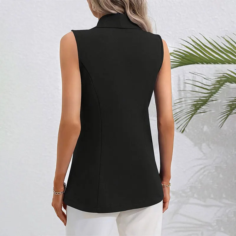 Womens fashionable solid chest waist vest sleeveless jacket womens casual black and white pink top 241206