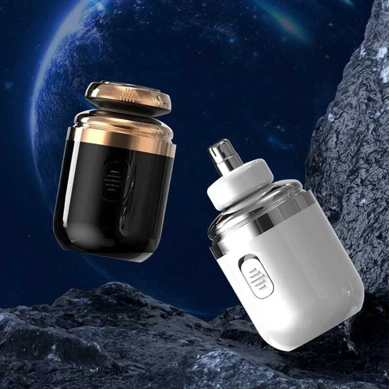 2 in 1 Razors Portable Men Shave Pocket Size Cordless Beard Nose Hair Trimmer Wet Dry Shaving MachineXJ241207