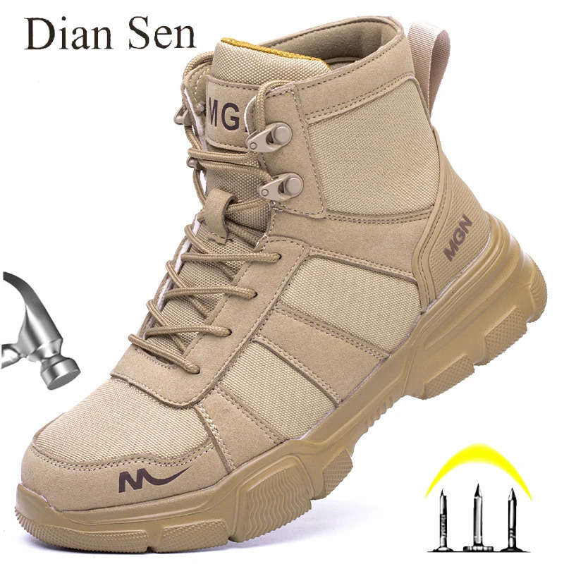 Work boots non destructible safety shoes mens steel toe caps perforated sports shoes mens shoes womens anti slip work shoes 241206