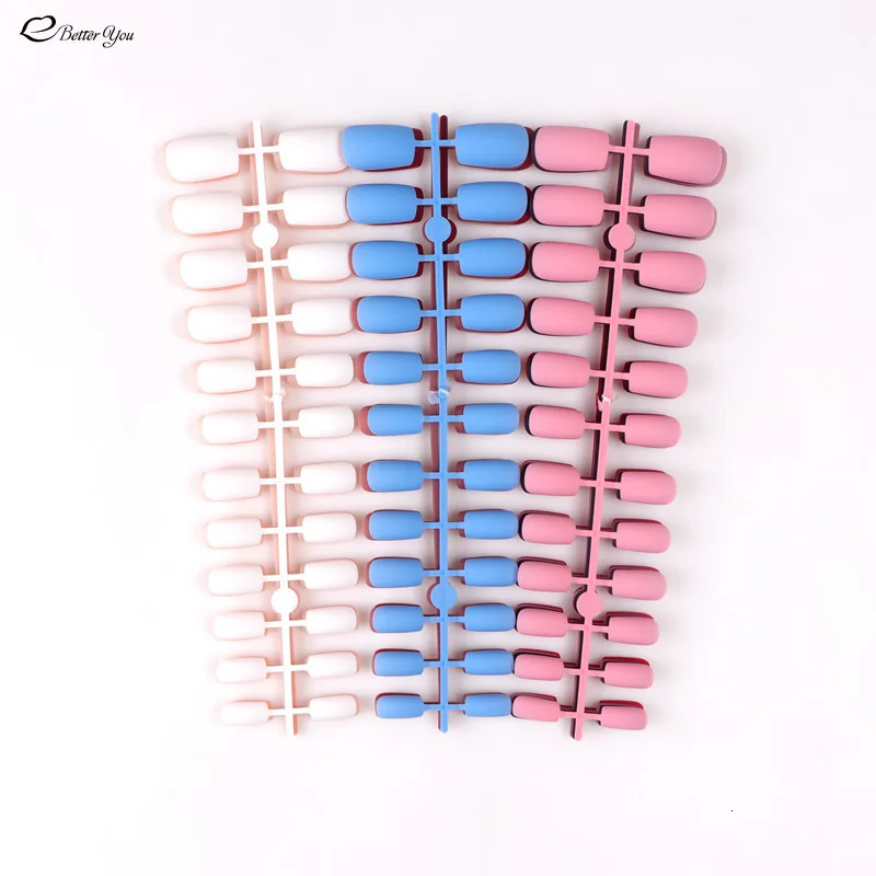 Solid Color Long Square Head Frosted Manicure Patch Wearing Nail Piece Semi-finished Fake Nails Multi-color Strip False Nails 241206
