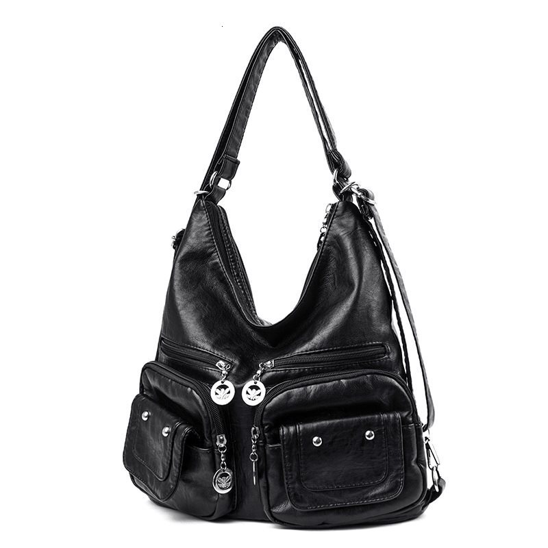 Women's with multiple pockets, 2021 new PU mom bag, hand-held single shoulder diagonal cross bag
