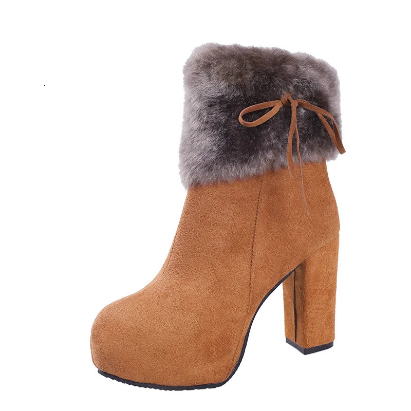 Winter Shoes High Boots Fur Warm Fashion Super Square 10cm A1658 241206