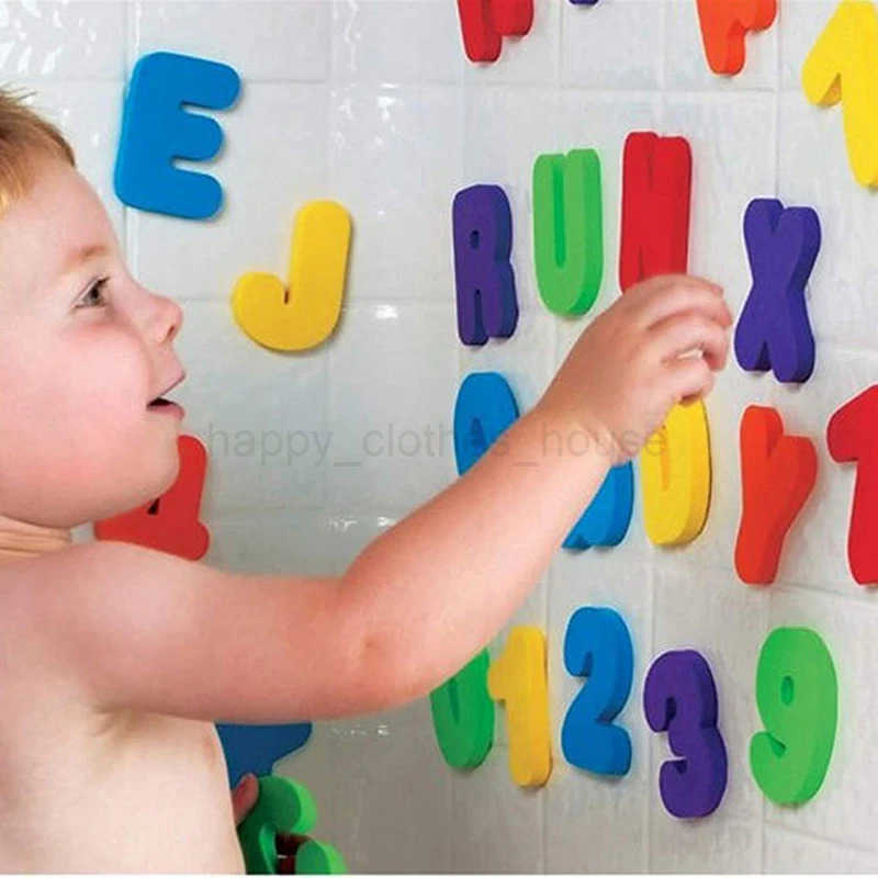 Bathtub Bathroom Toys Animals Alphanumeric Letter Puzzle BathToys EVA Education Learning Foam Fish Water Bathing buble Float ToyXJ241207