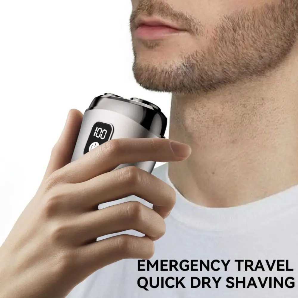 Pocket Type Mens Electric Shaver Rechargeable Digital Display Mini Shaving Machine Smart Shaver Washable Portable Travel RazorXJ241207