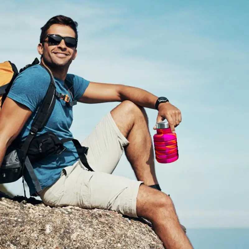 Fitness sports water silicone foldable beverage cup outdoor travel climbing bicycle bottle easy to fold Z260202