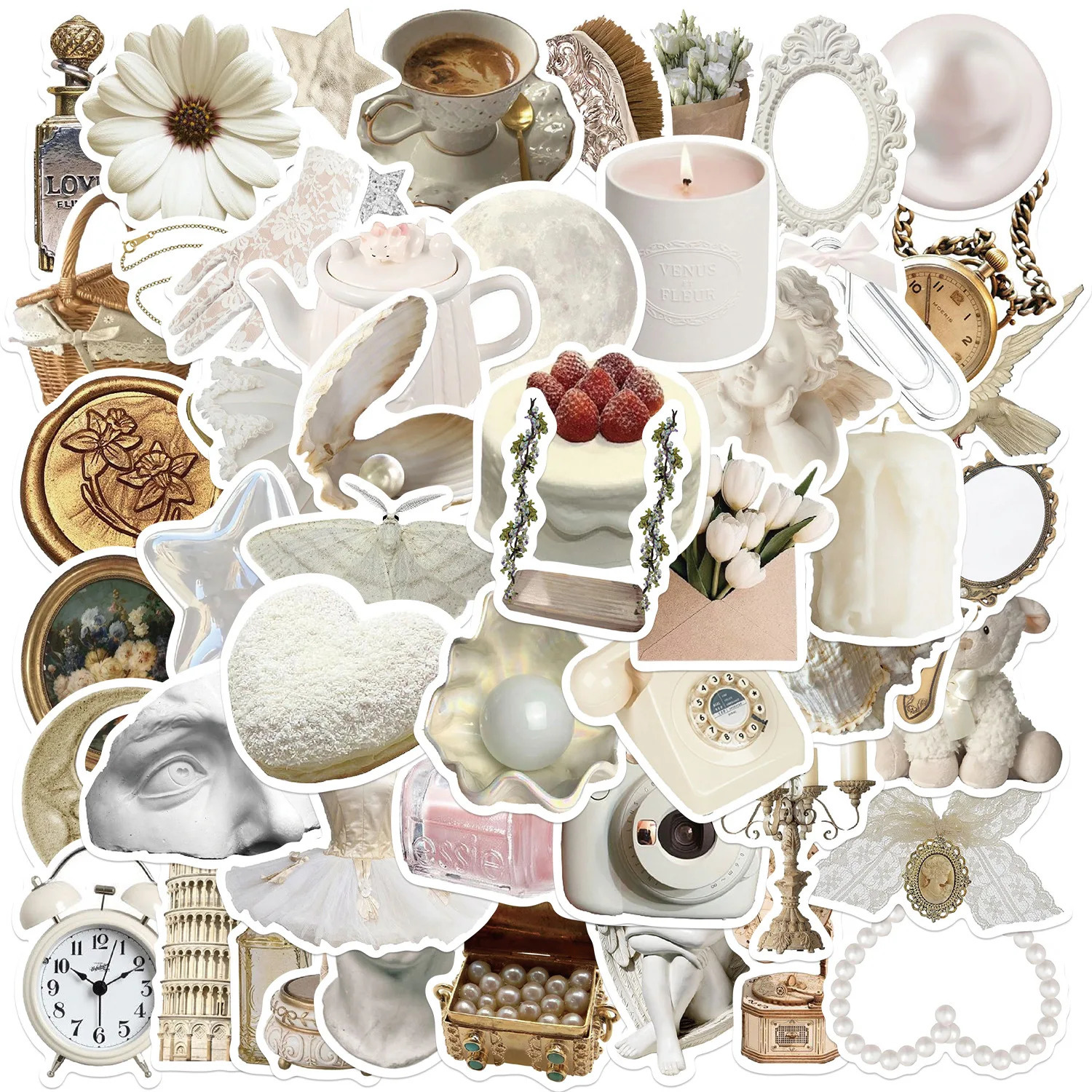 10/30/50 pieces of white Ins waterproof graffiti stickers aesthetic decoration luggage cup laptop scraper laptop stickers 241205