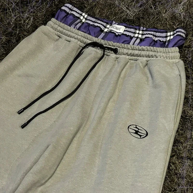 Y2K Retro Sports Pants Trend Double Waist Skateboarding Boxing Pants Hip Hop Mens Street Womens Casual Loose Sports Pants 241205