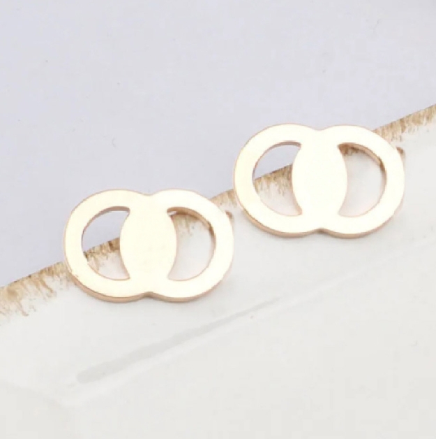 stainless steel Elegant Women's Stud Earrings - 18k Gold-Plated for Parties & Special Occasions