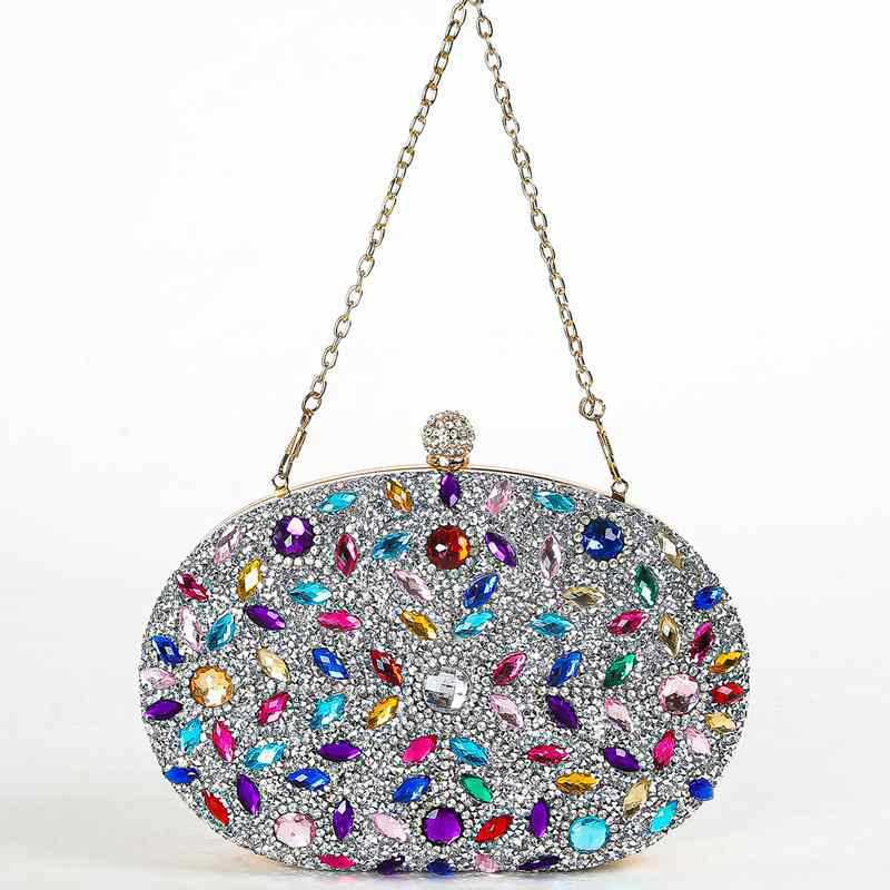 Clutch Bag New Colorful Diamond Egg Style Fashionable Evening Bag Versatile Bag Bridal Dress Qipao Womens Bag 240920