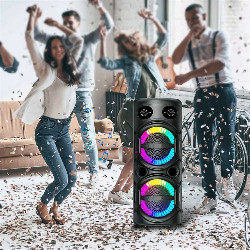 3000W portable wireless connections speaker subwoofer bass system party DJ charging LED light loud speaker X241207