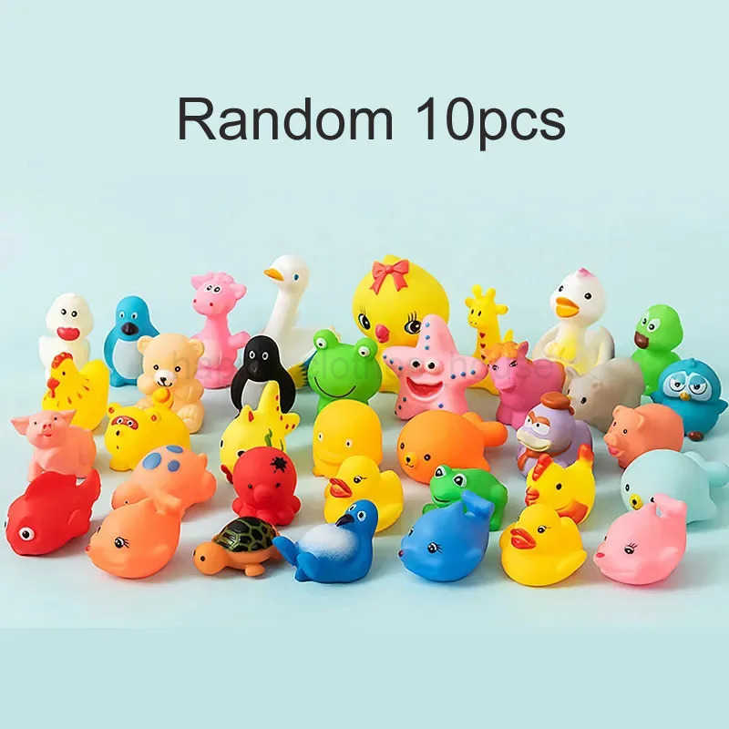 10pcs Baby Bath Toys Cute Animals Swimming Water Game Soft Rubber Float Squeeze Sound Water Shower Toys For KidsXJ241207