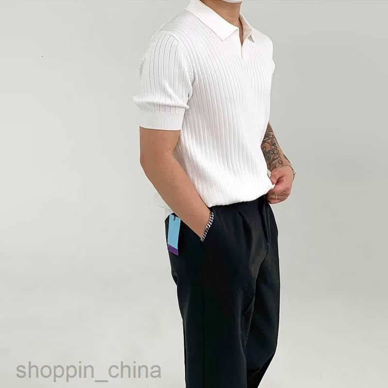 Men's Sweaters Literary and Artistic New 2023 Trendy Polo Shirt Youth Fashion Standard Male Temperament Trendy Five Sleeve Summer