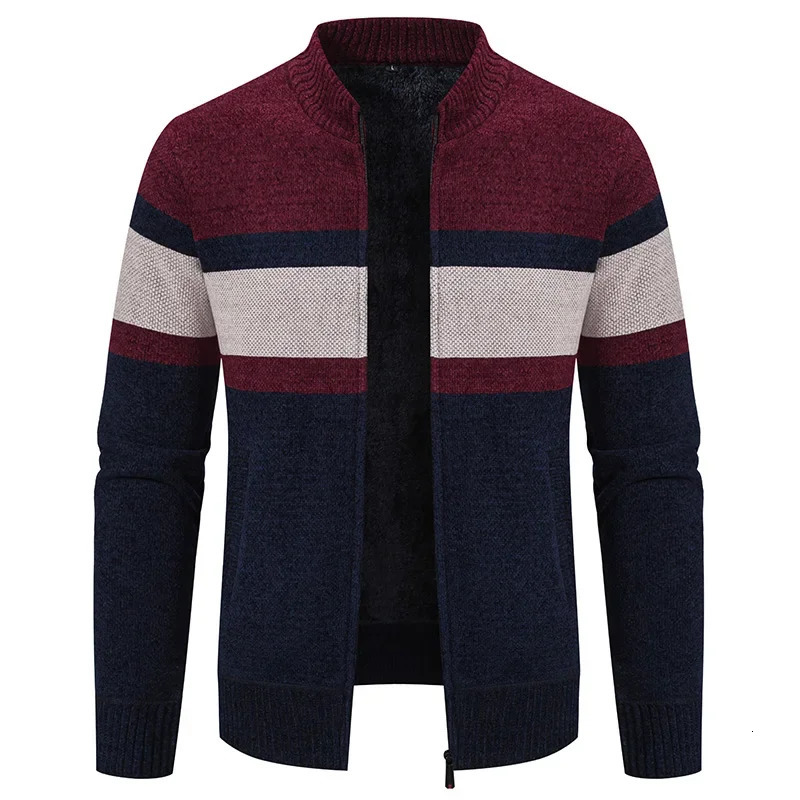 Mens winter cardigan knitted sweater wool warm highquality mens slim fit thick casual jacket size 3XL 241206