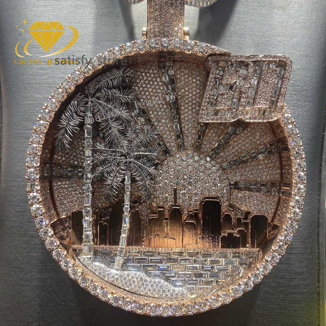 hip-hop rapper with exaggerated personality Trendy Mossanite Jewelry 925 Sterling Silver Custom Diamond Chain Pendant Iced Out Hip Hop Pendant Necklac