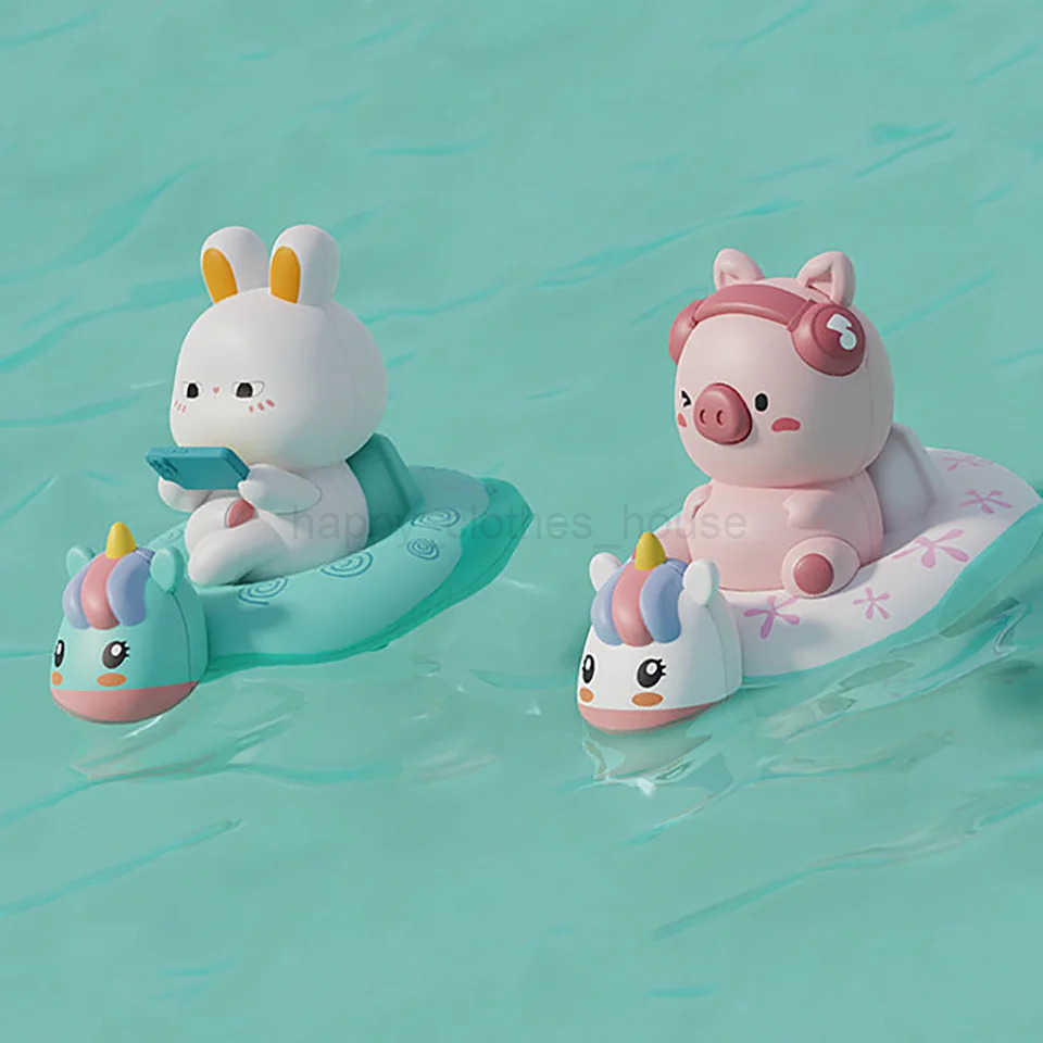 Childrens Water Playing Chain Rabbit Cute Pig Swimming Circle Clockwork Rowing Baby Bathroom Shower Interactive ToyXJ241207
