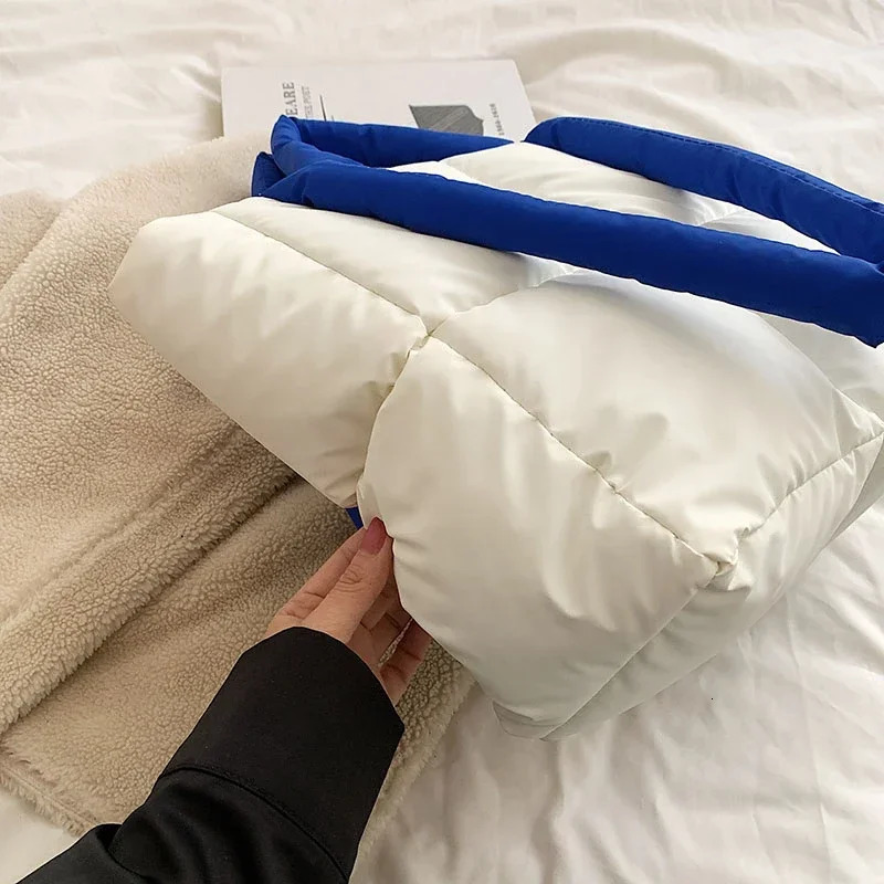 Colorful down womens handbag winter casual portable handbag large capacity shoulder bag Bolsas De Mujer 241205