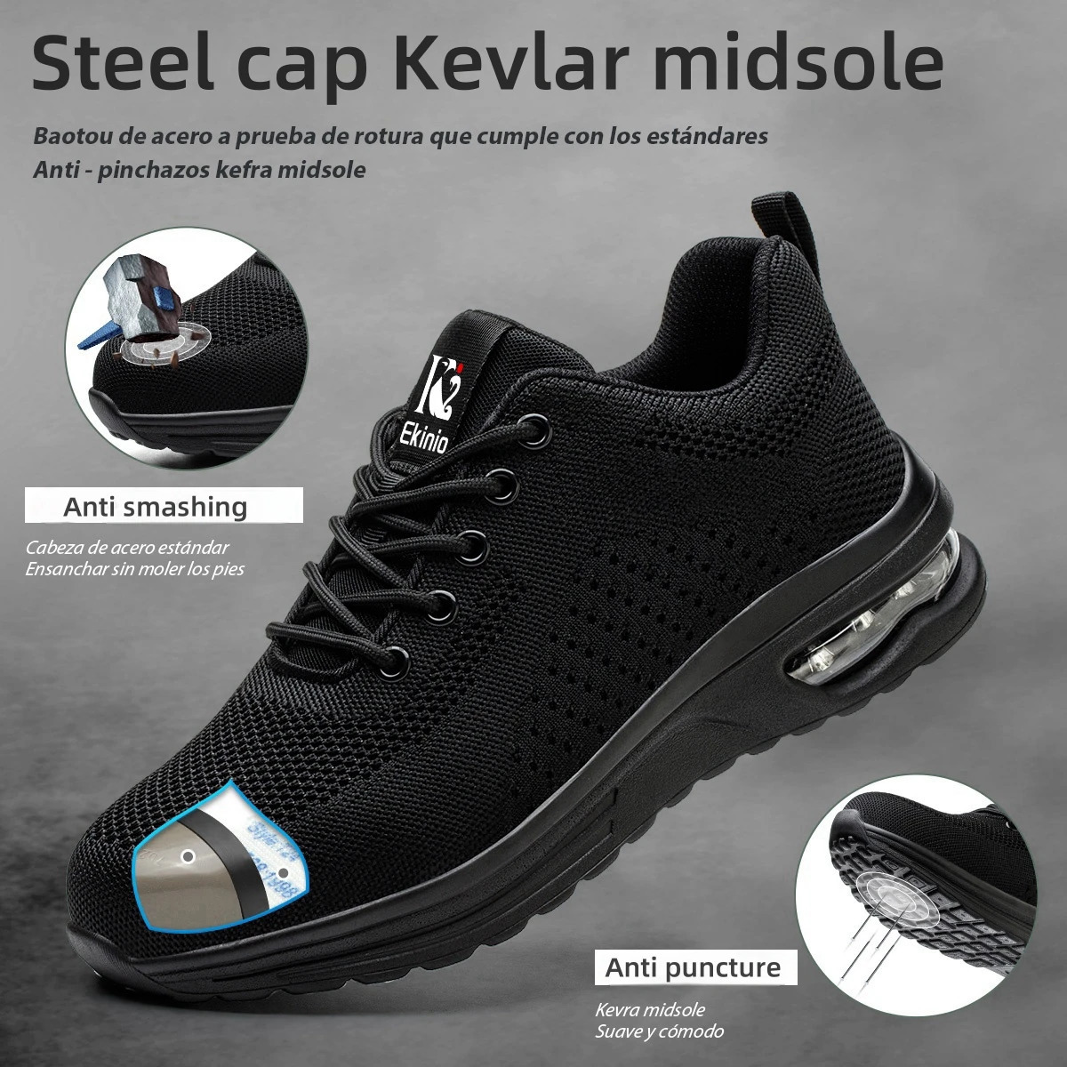 Mens breathable work shoes womens breathable work sports shoes steel toe caps puncture resistant safety shoes 241206