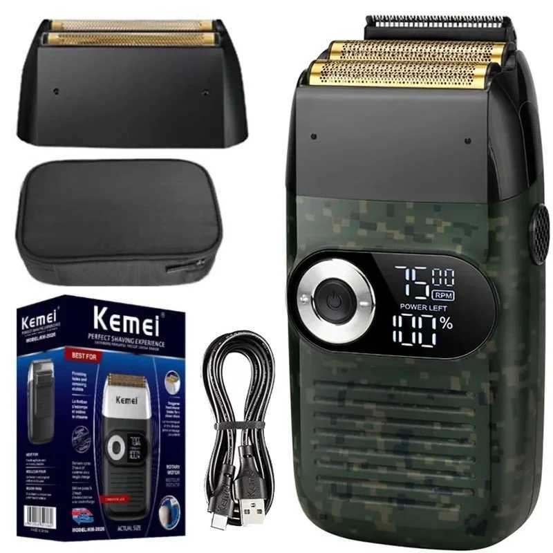 Kemei 2 In 1 Rechargeable Electric Shaver LCD Display Portable Cordless Men Reciprocating Razor Beard Trimmer KM-2027 BarberXJ241207