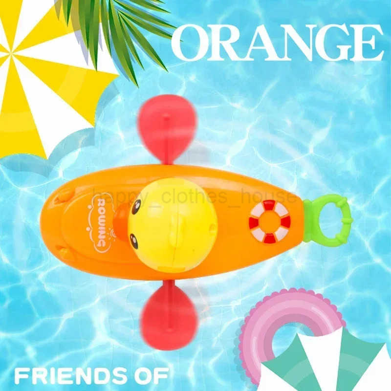 1 pcs Cute Duck Bath Toys Classic Water Toy Back Rowing Boat Baby Bathing Swim Duck Chain Clockwork Toy for ChildrenXJ241207