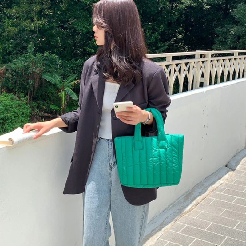 Winter handbag womens casual warm handbag down bag 241205