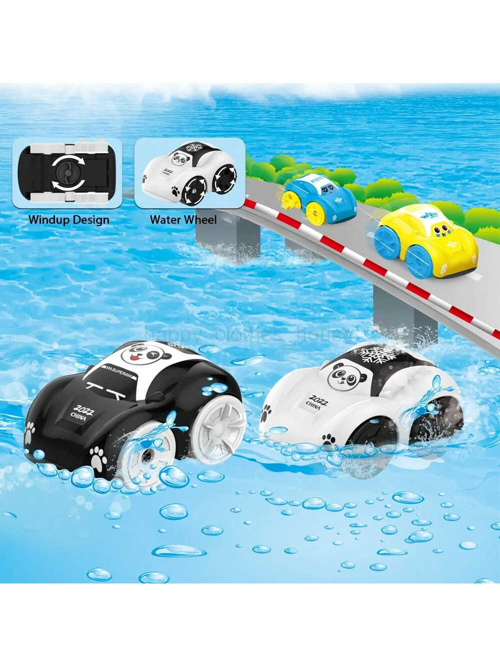 Children Bath Water Playing Toys ABS Clockwork Car Vehicle Baby Bath Toy Kids Gift Amphibious Bathroom Floating ToyXJ240789