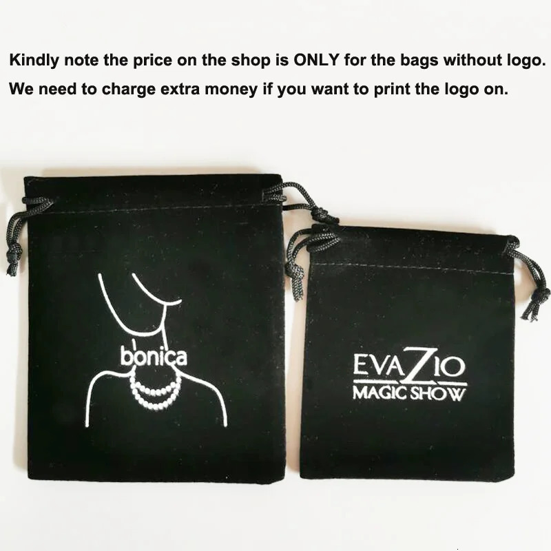 100 pieces/batch drawstring velvet bags jewelry bags 5x7 7x9 8x10 10x12cm wedding party gift packaging bags custom printing 241206