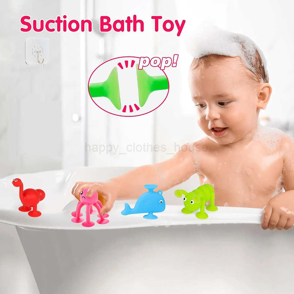 Baby Sucker Bath Toys for Kids Boys Girls Animal Shaped Suction Toys Parent-Child Interactive Game Window Travel Building BlocksXJ241207