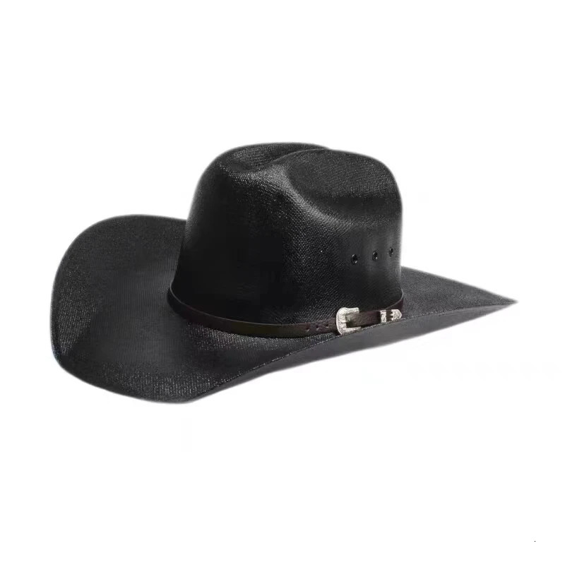 Western style denim hat breathable handmade hard set summer unisex sun hat grass hat denim hat sombrero vaquero 241206