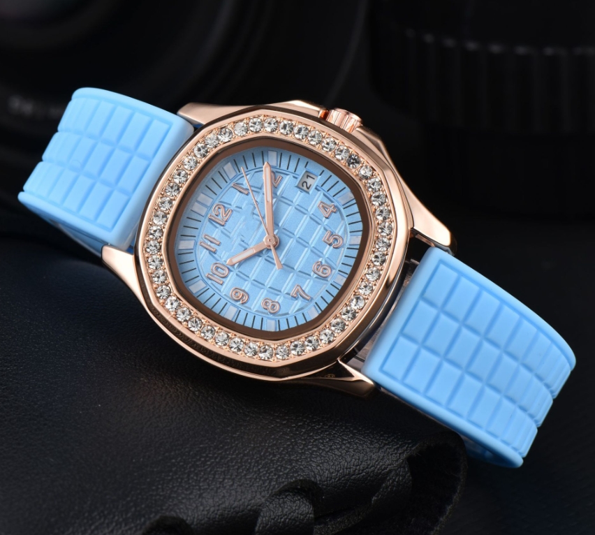 luxury womens quartz watch diamond bezel 36mm rubber strap designer lady wrist watches for women's Christmas Valentine's Mother's Day Present high quality watches