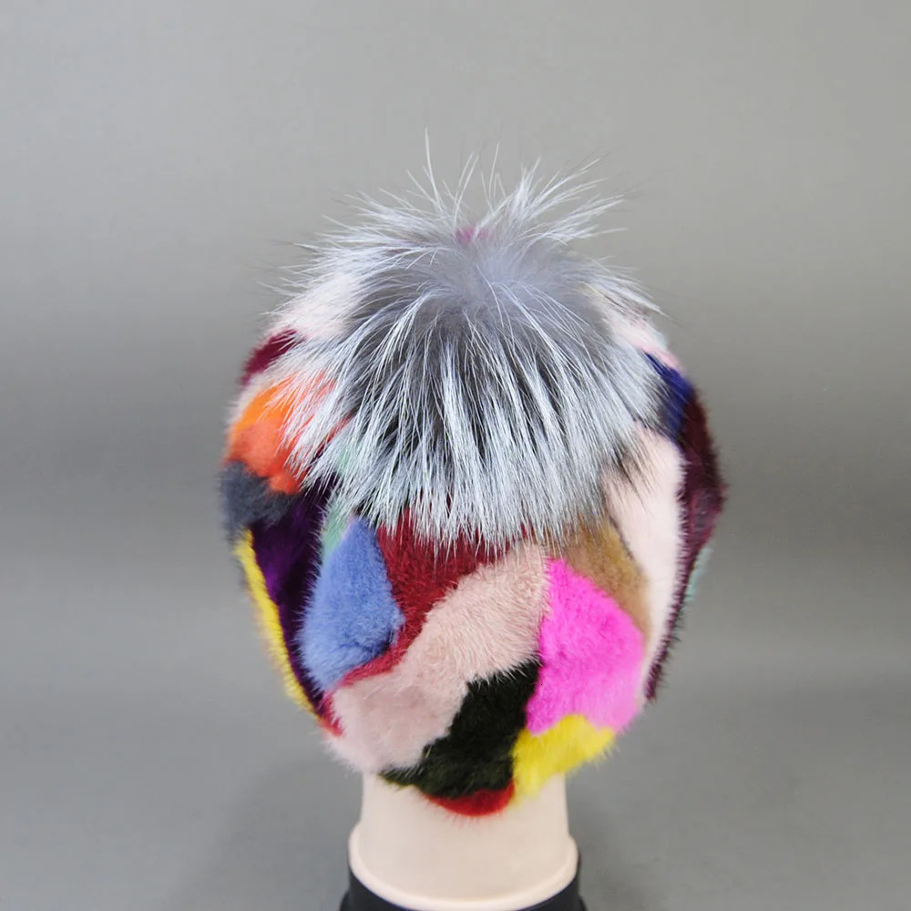 Winter Womens Natural Womens Genuine Mink Fox Fur Hat Thick Warm Baseball Hat Windproof Womens Casual Elegant Mens Hat 241206