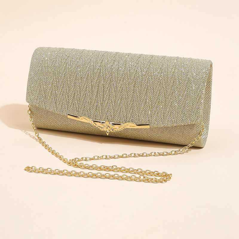 Clutch Bag New Fashionable Celebrity Dress Handbag with Sparkling Material Wrinkle Banquet Bag Women Tote Bag 240920