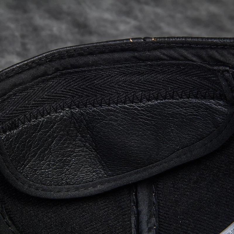 2024 Winter Mens Genuine Leather Baseball Hat Outdoor Hockey Golf Fishing Glasses Black/Brown Mens Truck Hat 241206