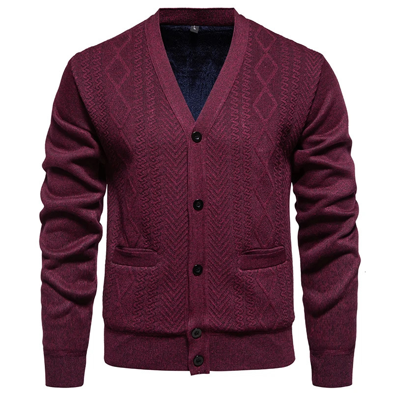 autumn mens Vneck business casual cardigan sweater knitted highquality coat ultrathin size XXL 241206