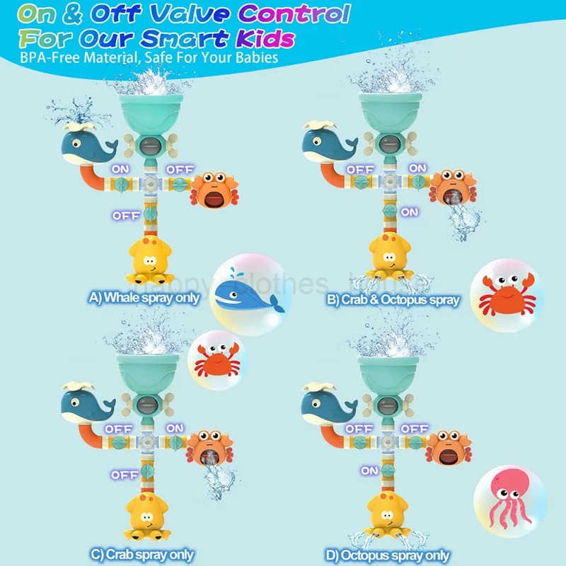 Baby Bath Toys Bathtub DIY Pipes Tubes Bath Time Water Game Spray Swimming Bathroom Toys for Toddlers Kids Gifts Birthday GiftXJ241207