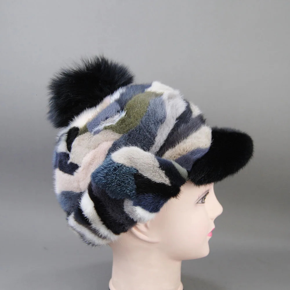 winter hat suitable for women with thick ears warmth ponytail baseball cap windproof Soviet Russian casual real mink fox fur hat 241206