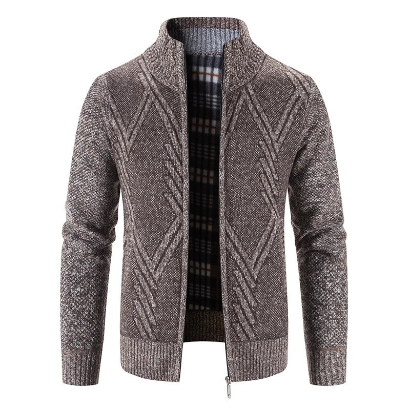 Classic mens sweater jacket casual down cardigan fashionable striped zipper long sleeved wool skydiving 241206