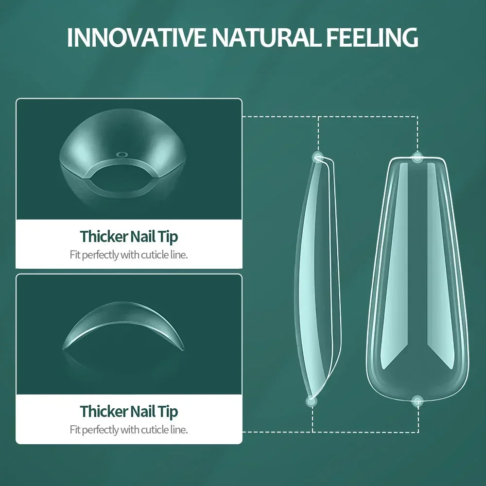 Nailpop 600PCS Soft Gel X Nail Tips Full Cover Coffin Stiletto Fake Nails Extra Short Almond Square Soak Off Gel False Nail Tips 241206