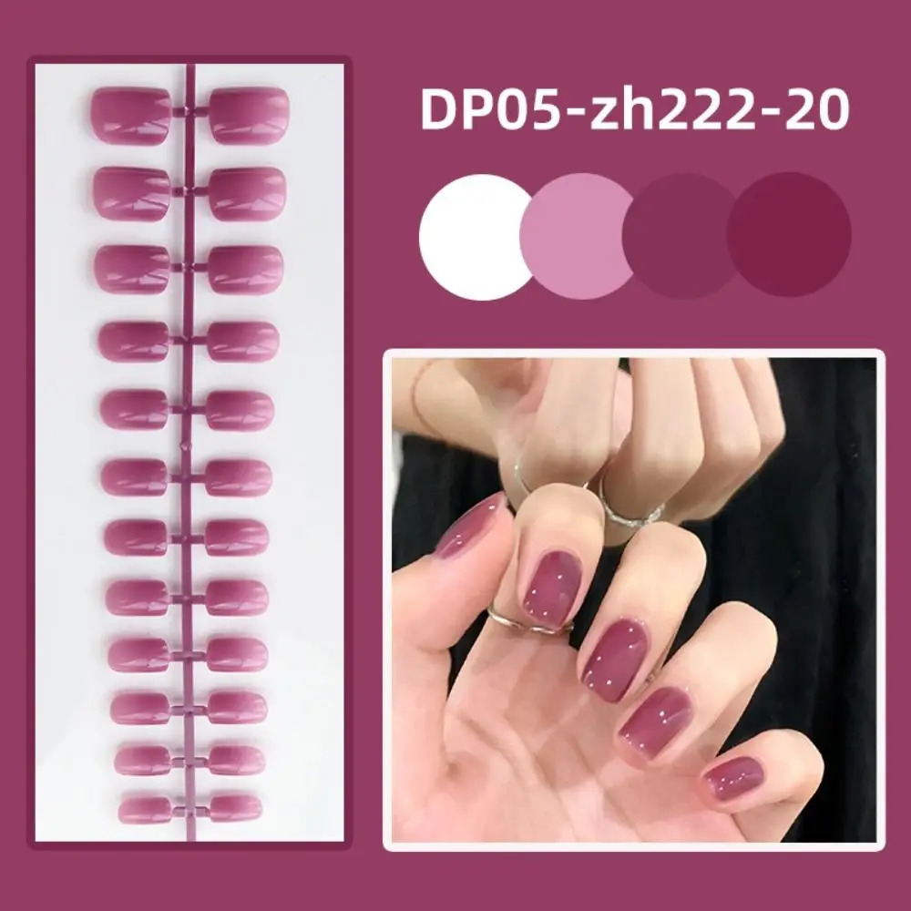 24pcs Detachable Short Square Head False Nails Solid Color Ballerina Press Wearable False Nails Full Cover Manicure Tool 241206