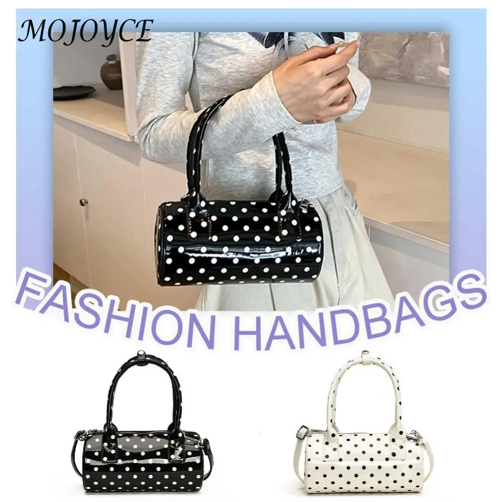 Womens shoulder bag polka dot mini top handle wallet PU leather bucket shaped cute handbag adjustable shoulder strap clutch wallet 241205