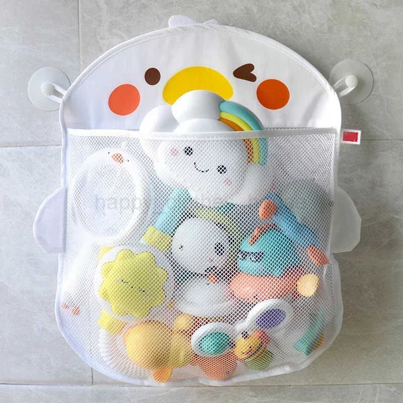 New Duck Baby Bathroom Mesh Bag Sucker Design for Bath Toys Kids Animal Shapes Cloth Sand Toys Storage Net Bag Bath ToyXJ241207