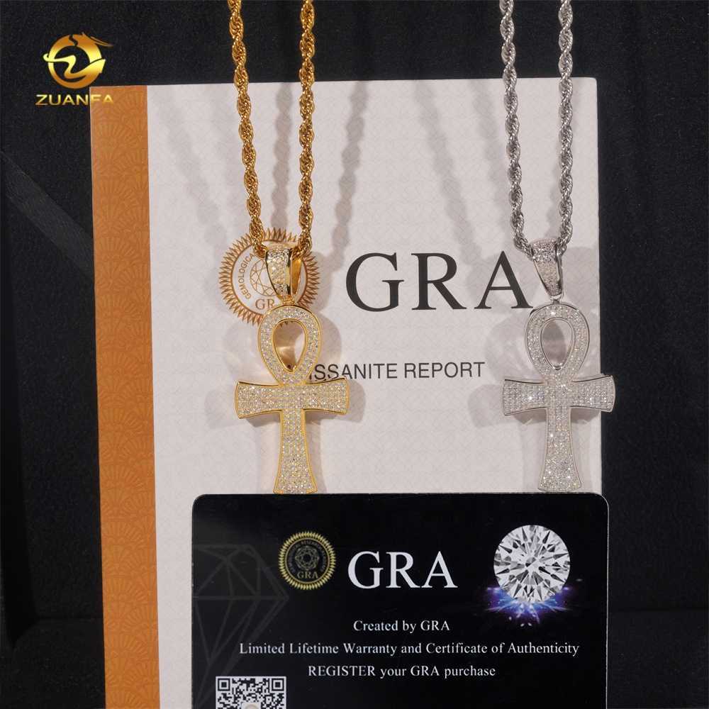 Silver 925 fine jewelry custom vvs moissanite hip hop iced out jewelry necklace cross pendant