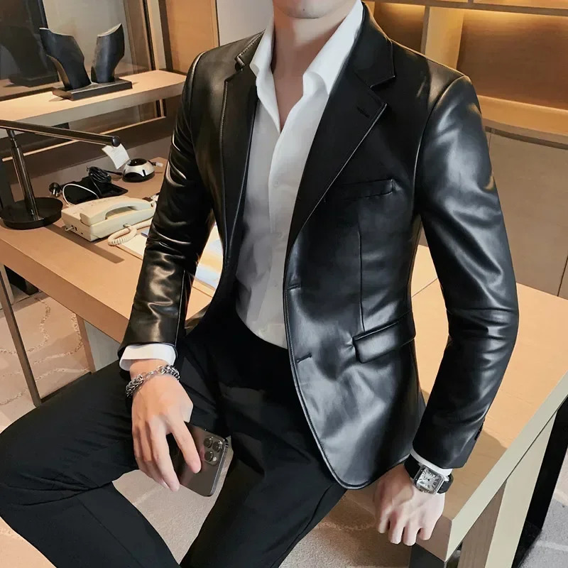 Slim Fit Fashion Casual Leather JacketsMan Coats Clothing Mens Autumn Jackets high quality Male 241202