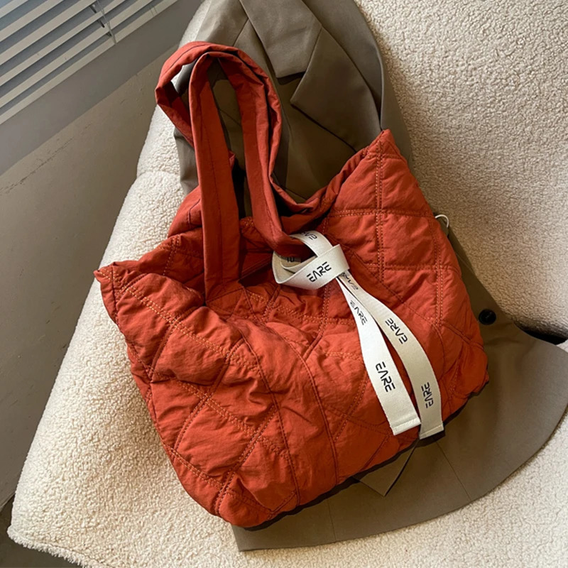 handbags for women winter soft Down space tote bag Fashion Shoulder Female bag Womens purses messenger bag 241205