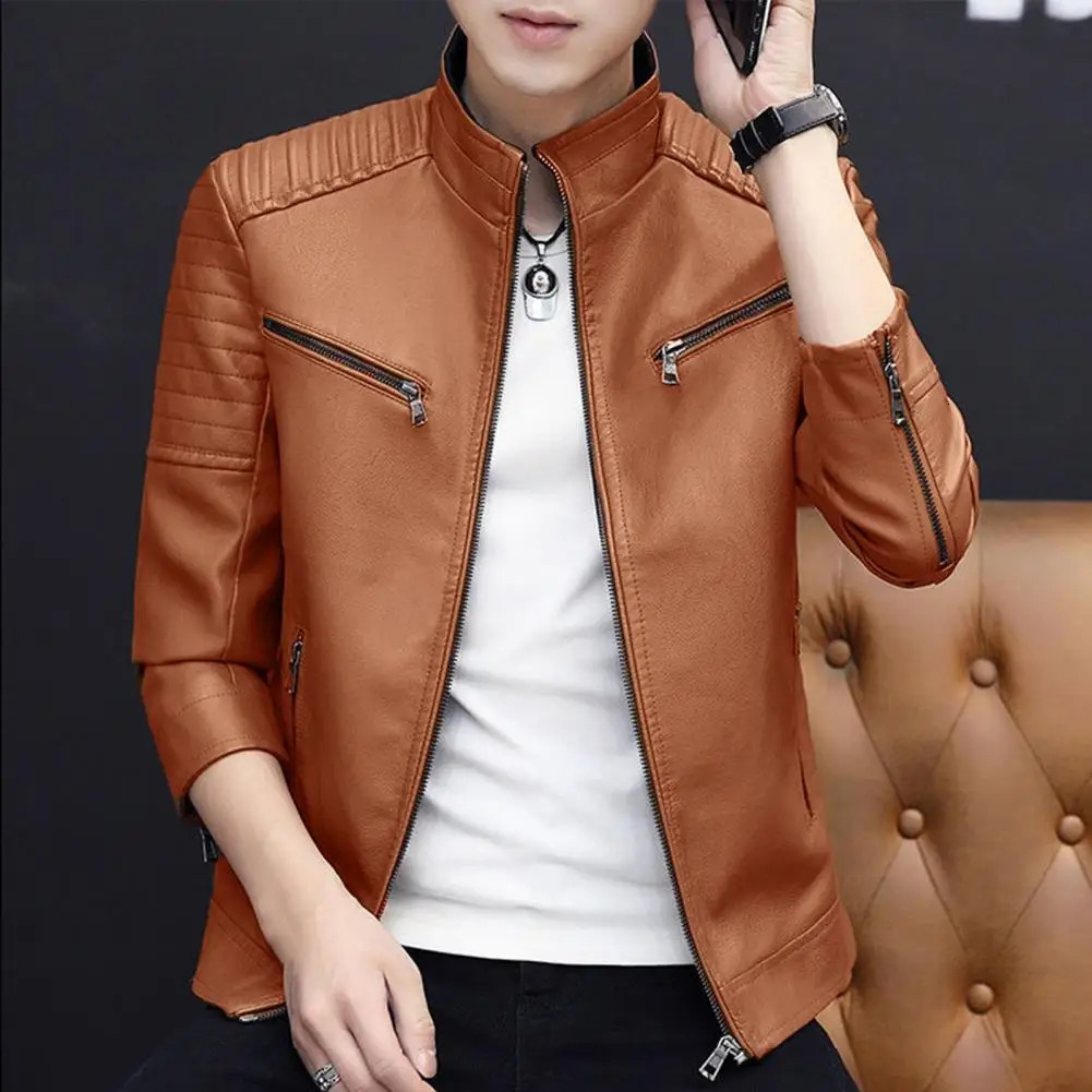 2024 Men Leather Suit Jacket Slim Fit Short Coat Fashion jacket Streetwear Casual Blazer Jackets Male Outerwear 241202