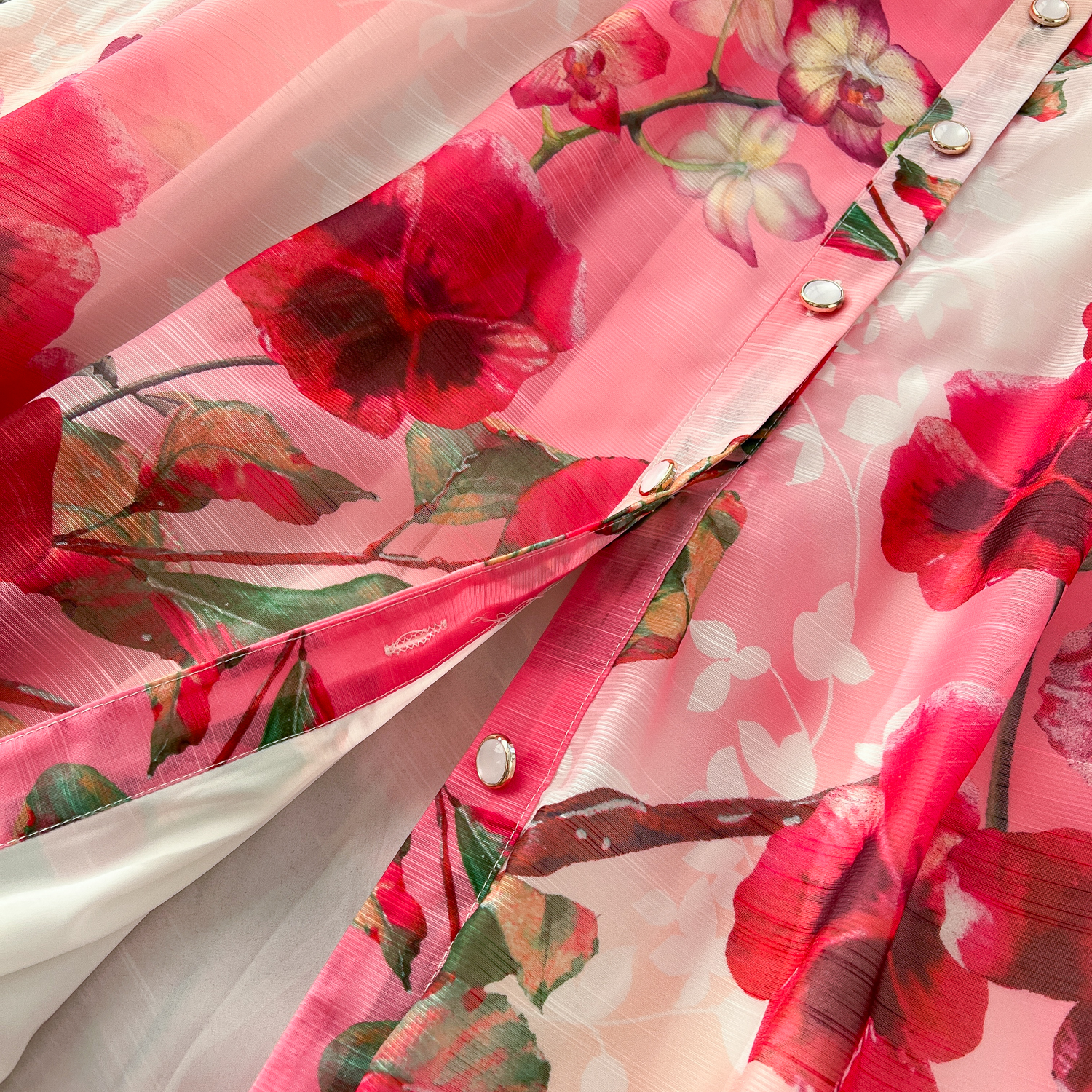 Casual Dresses 2025 Spring Holiday Gorgeous Flower Maxi Dress Women's Long Lantern Sleeve Notched Floral Print Pearl Belt A Line Robe Vestidos