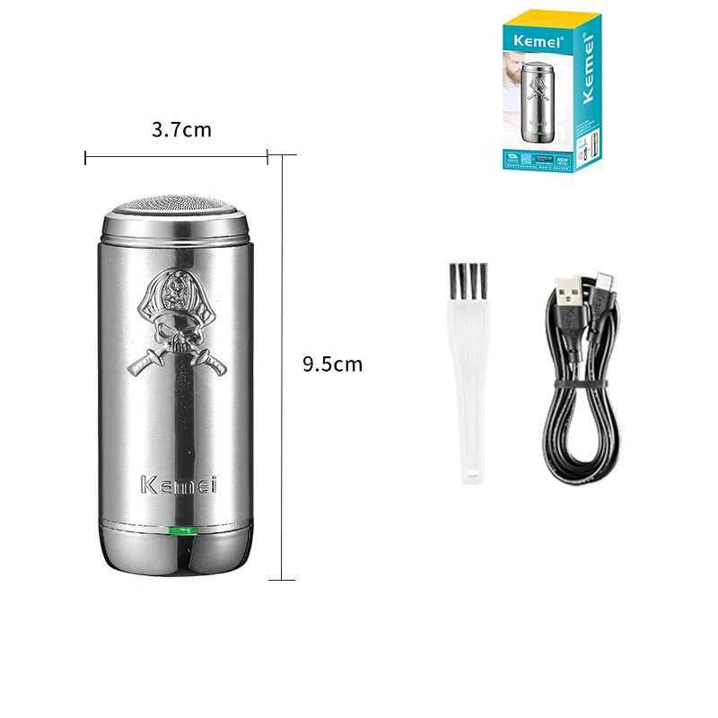 Kemei Mini Electric Razor Small Portable Pocket Shaver Type-C Rechargeable Travel Shaving Machine Gifts for Husband WaterproofXJ241207