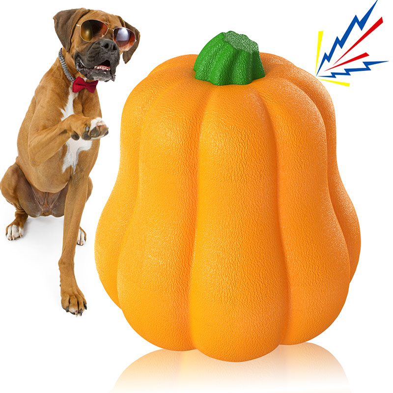 Pet supplies factory home wholesale pumpkin toys new explosive amazon audible teething ball dog toothbrush weird barking dog toys