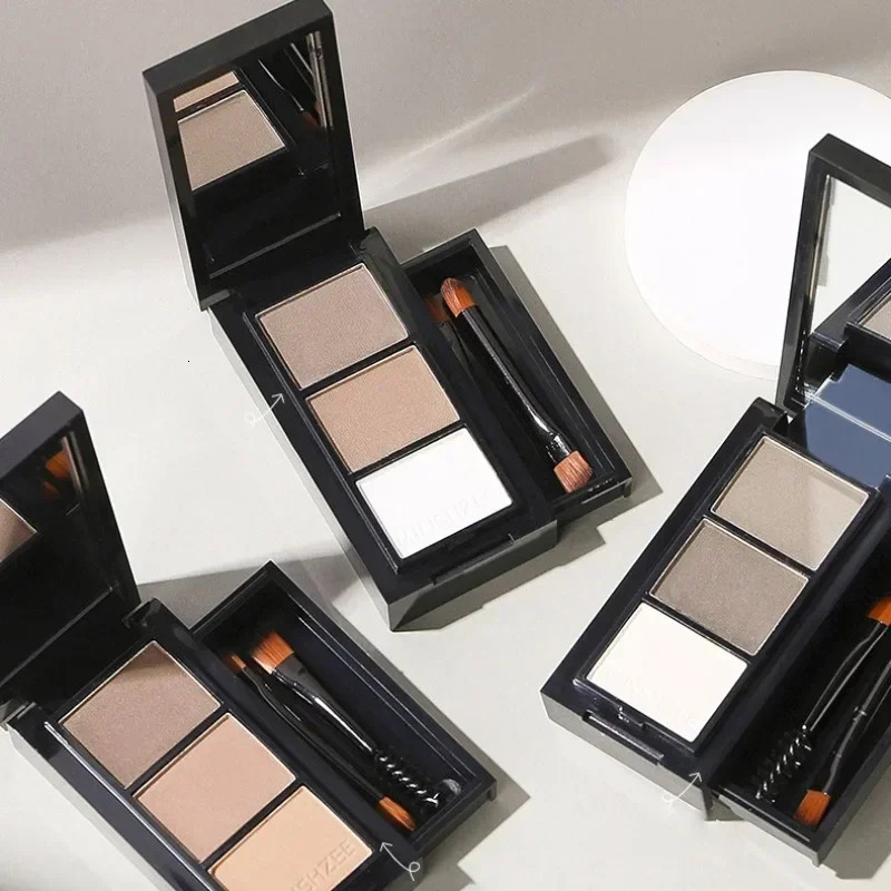 3 Colors Eyebrow Powder Palette Makeup Smoky Grey Coffee Brows Powder Waterproof Natural Brow Enhancers Professional Brow Pencil 241206