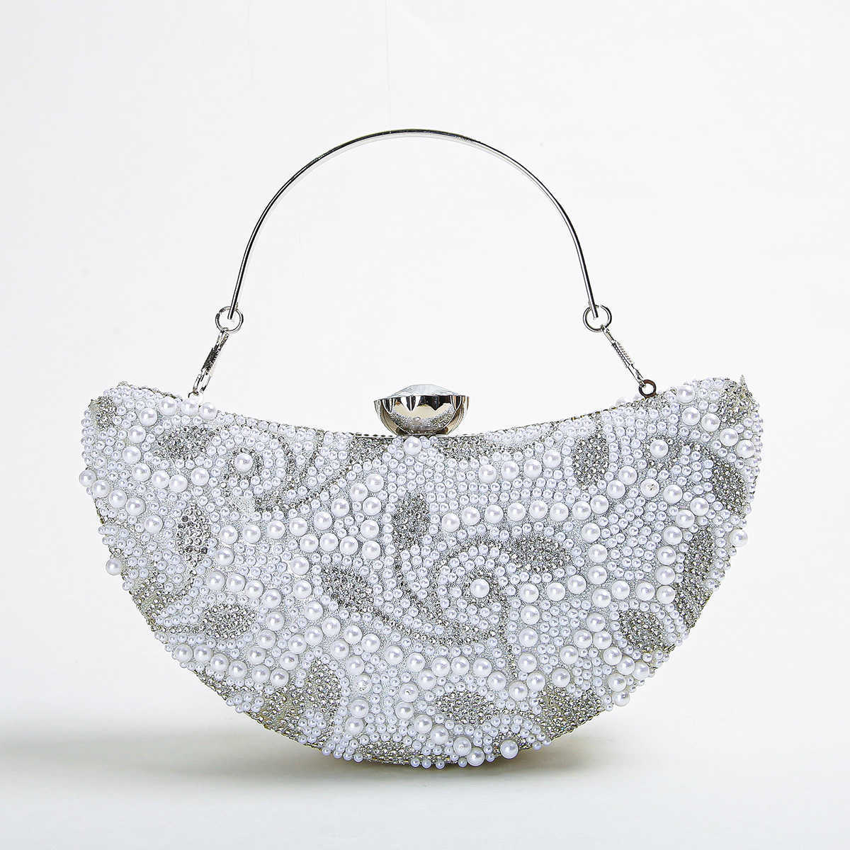 Clutch Bag Fashionable New Womens Pearl Studded Diamond Handbag Dinner Bag Formal Dress Bag Evening Dress Bag 240920
