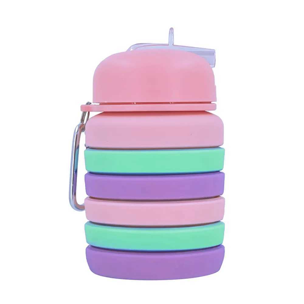 500ml Water Portable and Scalable Silicone Bottle Outdoor Travel Camp Beverage with Buckle Foldable Cup Z260202